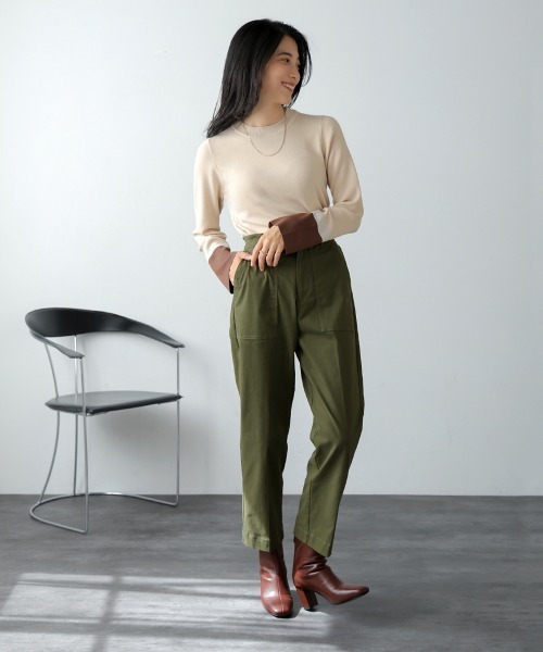 Bou Jeloud(ブージュルード)の「総針袖口配色ニットトップス(ニット/セーター・レディース・ネイビー/ベージュ/グレー・FREE)」の14枚目の写真