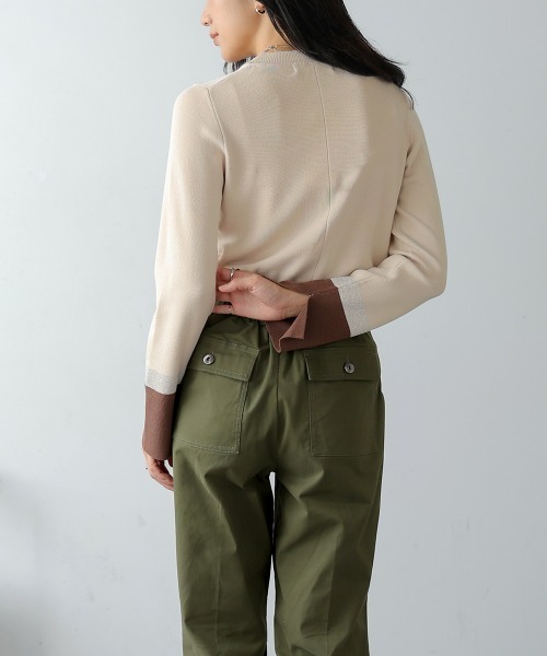 Bou Jeloud(ブージュルード)の「総針袖口配色ニットトップス(ニット/セーター・レディース・ネイビー/ベージュ/グレー・FREE)」の16枚目の写真