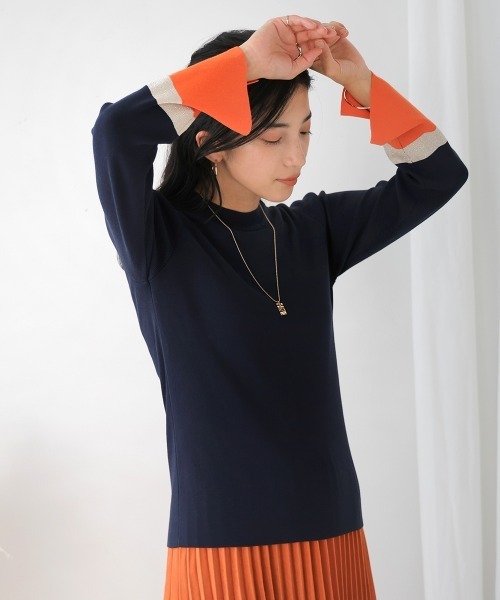 Bou Jeloud(ブージュルード)の「総針袖口配色ニットトップス(ニット/セーター・レディース・ネイビー/ベージュ/グレー・FREE)」の20枚目の写真