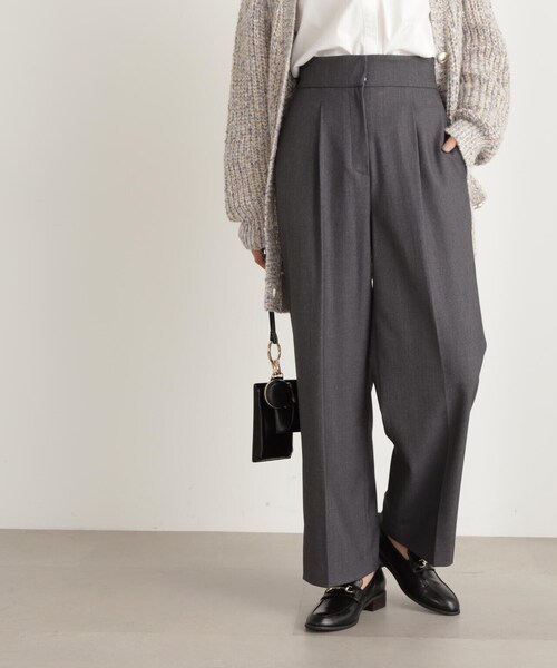 N.(N. Natural Beauty Basic)(エヌエヌナチュラルビューティーベーシック)の「【S Size Line】◆ムジハイウエストスラックスワイドパンツ(スラックス・レディース・オフホワイト/グレー/ブラウン・SMALL/MEDIUM)」の6枚目の写真