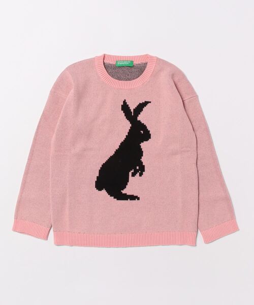 BENETTON (UNITED COLORS OF BENETTON)(ベネトンユナイテッドカラーズオブベネトン)の「キッズうさぎモチーフクルーネックニット・セーターB(ニット/セーター・キッズ・ピンク/レッド・98/90/116/82/104/X-SMALL)」の4枚目の写真