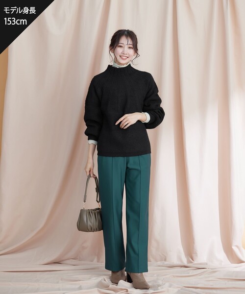 Tiaclasse(ティアクラッセ)の「【日本製】【洗える】すふれ起毛ワイドパンツ(その他パンツ・レディース・オフホワイト/グリーン/モカ/ブラック・XXL/XL)」の13枚目の写真