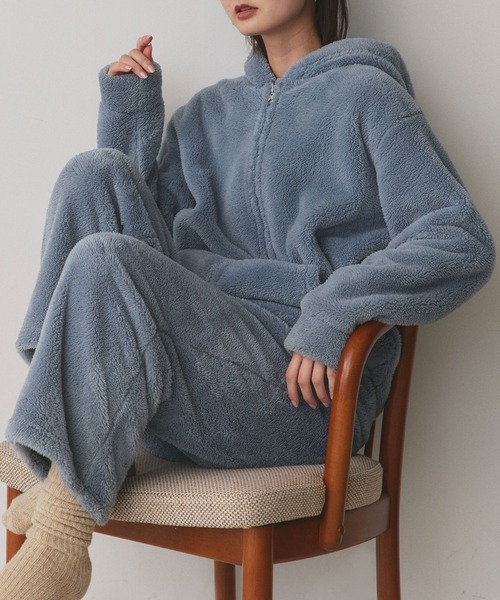 ad thie(アドティエ)の「ボア パーカー&ロングパンツ ルームウェア セットアップ(ルームウェア/パジャマ・レディース・ナチュラル/ミント/オフホワイト/ブルー/ブラック/チャコール/ピンク/ネイビー・FREE)」の22枚目の写真