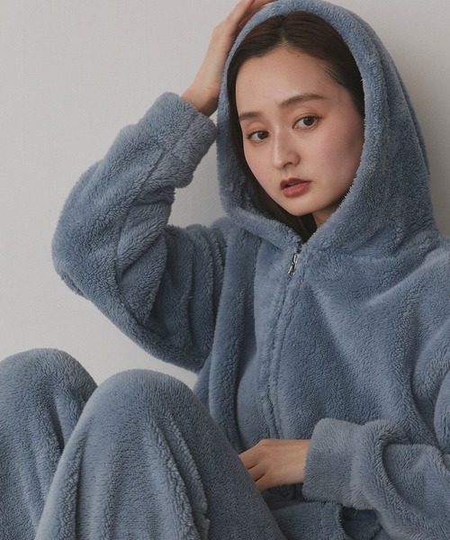 ad thie(アドティエ)の「ボア パーカー&ロングパンツ ルームウェア セットアップ(ルームウェア/パジャマ・レディース・ナチュラル/ミント/オフホワイト/ブルー/ブラック/チャコール/ピンク/ネイビー・FREE)」の21枚目の写真