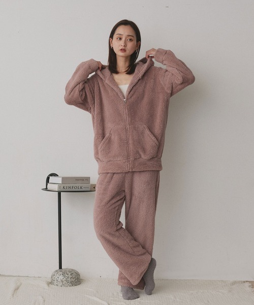 ad thie(アドティエ)の「ボア パーカー&ロングパンツ ルームウェア セットアップ(ルームウェア/パジャマ・レディース・ナチュラル/ミント/オフホワイト/ブルー/ブラック/チャコール/ピンク/ネイビー・FREE)」の20枚目の写真