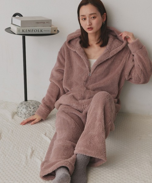 ad thie(アドティエ)の「ボア パーカー&ロングパンツ ルームウェア セットアップ(ルームウェア/パジャマ・レディース・ナチュラル/ミント/オフホワイト/ブルー/ブラック/チャコール/ピンク/ネイビー・FREE)」の15枚目の写真