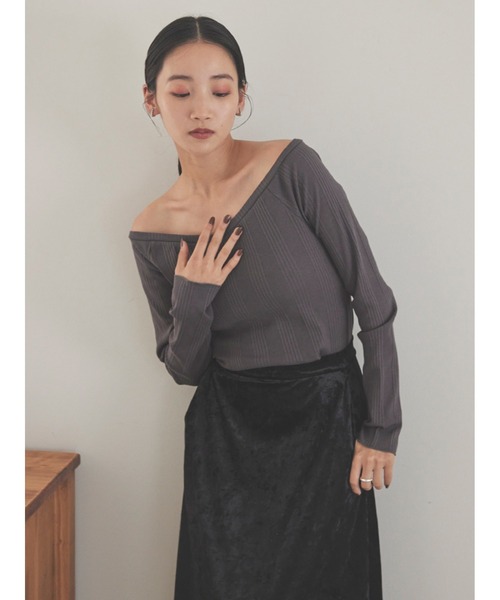 Stylevoice for xxx(スタイルヴォイスフォー)の「2WAYオフショルダーランダムテレコトップス(Tシャツ/カットソー・レディース・オフホワイト/グレー/ブラック・FREE)」の20枚目の写真