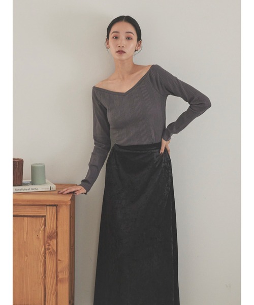 Stylevoice for xxx(スタイルヴォイスフォー)の「2WAYオフショルダーランダムテレコトップス(Tシャツ/カットソー・レディース・オフホワイト/グレー/ブラック・FREE)」の22枚目の写真