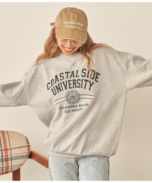 anap mimpi（アナップミンピ）の「カレッジ ロゴ サガラ刺繍 裏起毛 BIGシルエット スウェット（スウェット・レディース・グレー/ネイビー・FREE）」の16枚目の写真