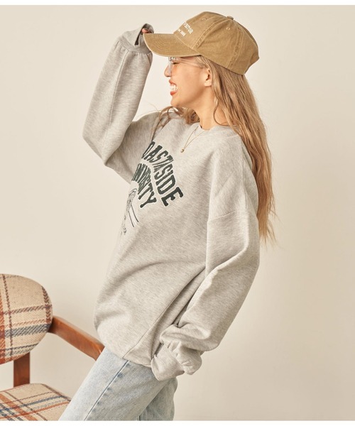 anap mimpi（アナップミンピ）の「カレッジ ロゴ サガラ刺繍 裏起毛 BIGシルエット スウェット（スウェット・レディース・グレー/ネイビー・FREE）」の17枚目の写真