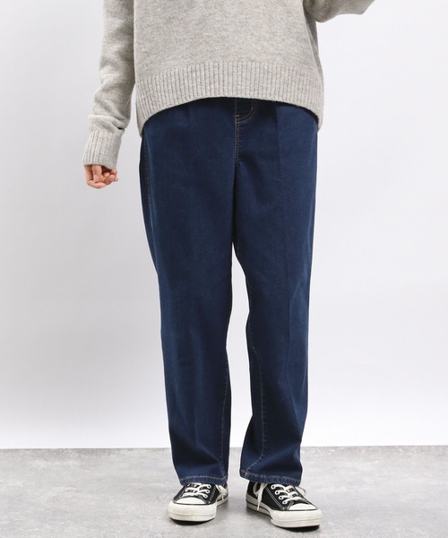 GLOBAL WORK Smile Seed Store（グローバルワーク スマイルシードストア）の「デニム起毛タックテーパードパンツ/973167（デニムパンツ・レディース・アイボリー/ブルー系その他5/スカイブルー/ブラック・LARGE/MEDIUM/SMALL/X-LARGE）」の4枚目の写真