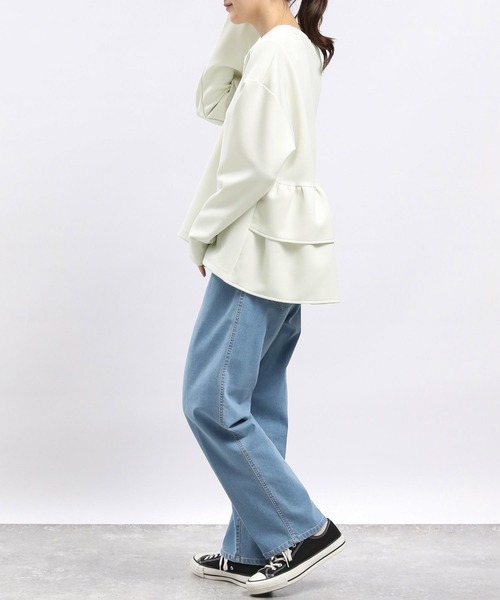 GLOBAL WORK Smile Seed Store（グローバルワーク スマイルシードストア）の「デニム起毛タックテーパードパンツ/973167（デニムパンツ・レディース・アイボリー/ブルー系その他5/スカイブルー/ブラック・LARGE/MEDIUM/SMALL/X-LARGE）」の16枚目の写真