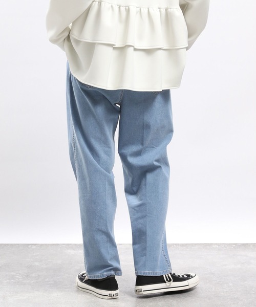GLOBAL WORK Smile Seed Store（グローバルワーク スマイルシードストア）の「デニム起毛タックテーパードパンツ/973167（デニムパンツ・レディース・アイボリー/ブルー系その他5/スカイブルー/ブラック・LARGE/MEDIUM/SMALL/X-LARGE）」の20枚目の写真