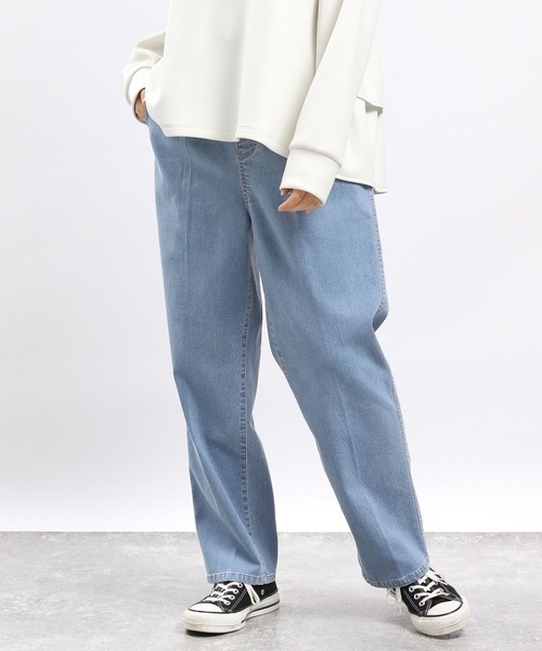 GLOBAL WORK Smile Seed Store（グローバルワーク スマイルシードストア）の「デニム起毛タックテーパードパンツ/973167（デニムパンツ・レディース・アイボリー/ブルー系その他5/スカイブルー/ブラック・LARGE/MEDIUM/SMALL/X-LARGE）」の21枚目の写真