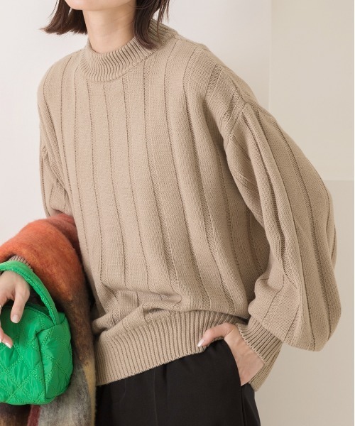 セール】ワイドリブ 太リブ ハイネックニット（ニット/セーター）｜ad