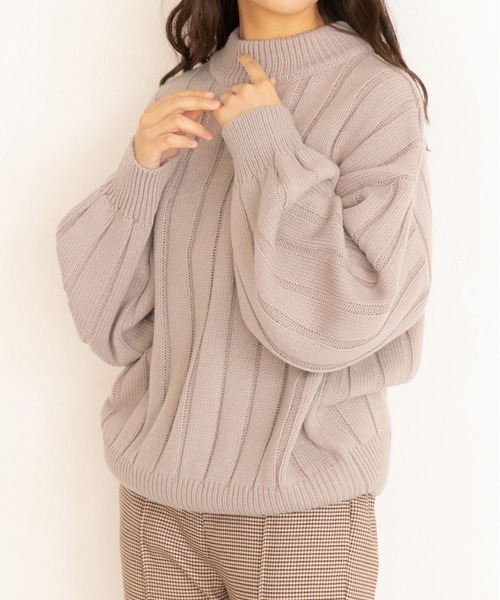 ad thie(アドティエ)の「ワイドリブ 太リブ ハイネックニット(ニット/セーター・レディース・ダークブラウン/オフホワイト/グリーン/ボルドー/ピンク/ラベンダー/サックスブルー/チャコール/オリーブ/ベージュ・FREE)」の9枚目の写真