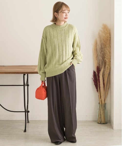 セール】ワイドリブ 太リブ ハイネックニット（ニット/セーター）｜ad