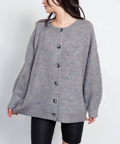 LIENCOEUR（リアンクール）の「ノーカラールーズカーディガン（カーディガン/ボレロ・レディース・ブラウン/グレー・FREE）」の3枚目の写真