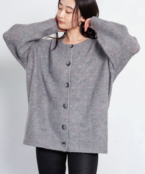 LIENCOEUR（リアンクール）の「ノーカラールーズカーディガン（カーディガン/ボレロ・レディース・ブラウン/グレー・FREE）」の4枚目の写真
