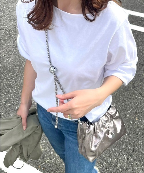 HEILIS(ヘイリス)の「ミニギャザーバッグ / 巾着バッグ チェーンバッグ オケージョン パーティーバッグ ミニバッグ 巾着 レザー コンパクト ミニサイズ 2WAY ブラック シルバー(クラッチバッグ・レディース・ブラック/シルバー/ブロンズ・FREE)」の1枚目の写真