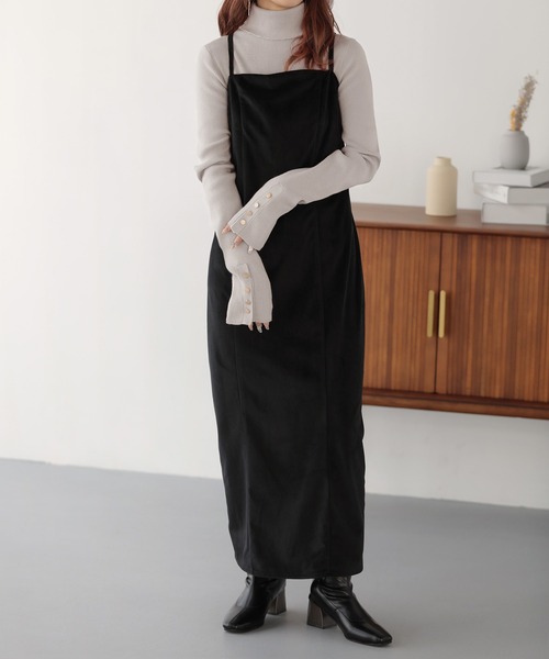 nouvellemoi（ヌーベルモイ）の「袖口ボタンリブニットタートルネックプルオーバー（ニット/セーター・レディース・グレー/ブラック/グリーン/アイボリー・FREE）」の9枚目の写真