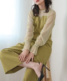 シンプル オールインワン ビスチェ風 長袖 パンツドレス  パーティー ドレス 結婚式 お呼ばれ オケージョン