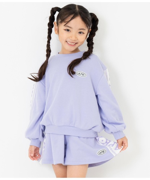 ANAP kids（アナップキッズ）の「袖ラインロゴ裏毛スウェットトレーナー（スウェット・キッズ・ブラック/ラベンダー・120cm/130cm/110cm）」の2枚目の写真