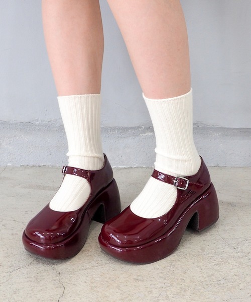 byあしながおじさん（バイアシナガオジサン）の「厚底おでこストラップパンプス　8740175（パンプス・レディース・ピンク/ブラック/アイボリー/クリアブラック/ブラック系その他/クリアレッド/ホワイト・S/M/L/LL）」の20枚目の写真