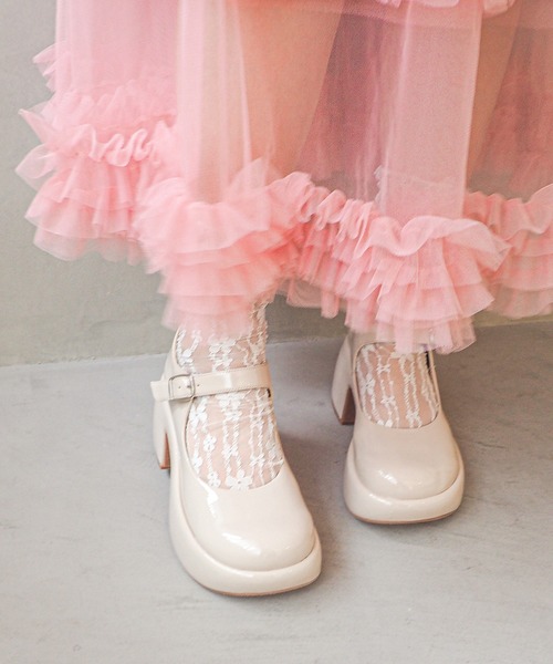 byあしながおじさん（バイアシナガオジサン）の「厚底おでこストラップパンプス　8740175（パンプス・レディース・ピンク/ブラック/アイボリー/クリアブラック/ブラック系その他/クリアレッド/ホワイト・S/M/L/LL）」の8枚目の写真