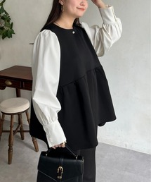 prose verse | パールボタンシャツドッキングペプラムトップス(シャツ/ブラウス)