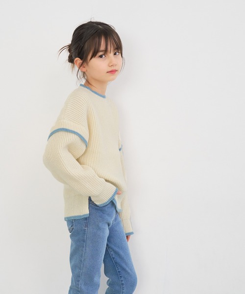 coca（coca）（コカ）の「キッズ エンドバイカラーニットトップス（ニット/セーター・キッズ・パープル/アイボリー・110/120/130/140）」の4枚目の写真