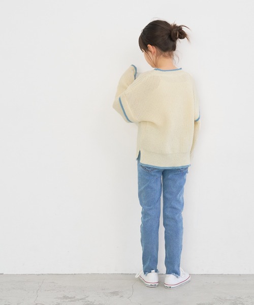 coca（coca）（コカ）の「キッズ エンドバイカラーニットトップス（ニット/セーター・キッズ・パープル/アイボリー・110/120/130/140）」の5枚目の写真