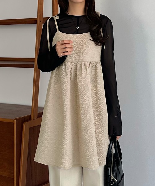 callautia（カラウティア）の「肩リボンジャガードキャミソール