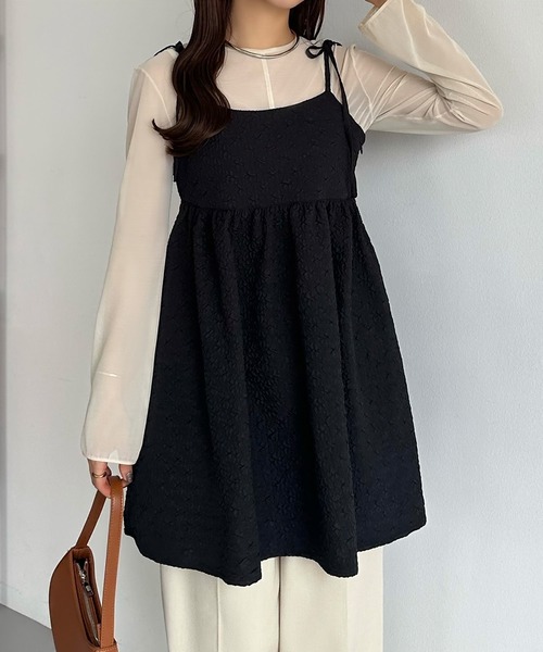 【美品】HOUGA　キャミソール　sandyシリーズ　リボン　ベージュ　ホウガ HOUGA tシャツ 「HOUGA/ホウガ」「STUDIOUS別注」SHEER RIBON