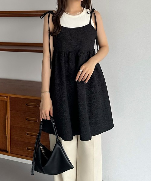 セール】肩リボンジャガードキャミソール（キャミソール）｜callautia