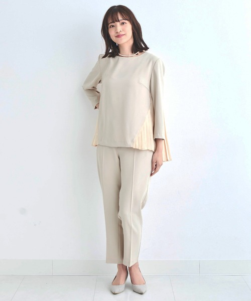 DRESS LAB(ドレスラボ)の「【手洗い可/セレモニーセットアップ】プリーツトップス・センタープレスパンツ 2点セット(パンツドレス・レディース・ベージュ/ネイビー/ブラック・M/L/S/LL)」の13枚目の写真