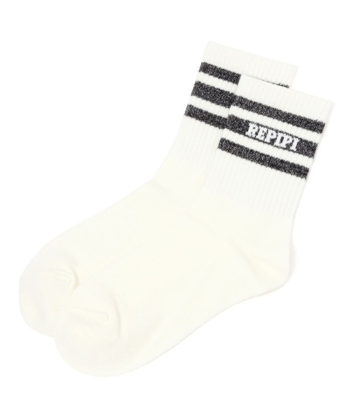 repipi armario（レピピ アルマリオ）の「カラーラメラインソックス（ソックス/靴下・キッズ・グリーン/ブラック×ホワイト/パープル/グレー/ホワイト×ブラック/ピンク・FREE）」の2枚目の写真