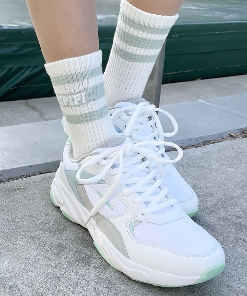 repipi armario（レピピ アルマリオ）の「カラーラメラインソックス（ソックス/靴下・キッズ・グリーン/ブラック×ホワイト/パープル/グレー/ホワイト×ブラック/ピンク・FREE）」の13枚目の写真