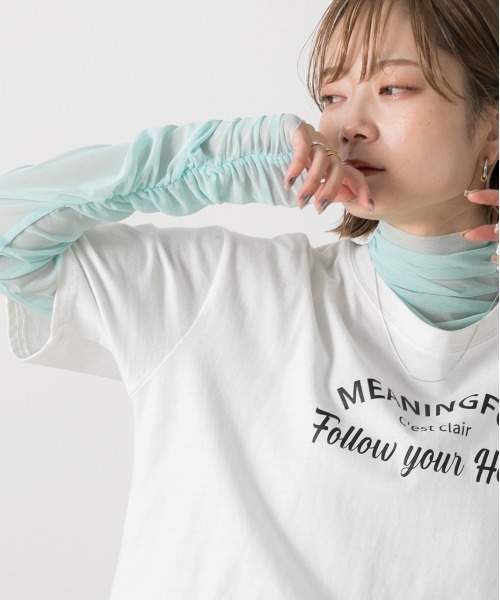 ad thie（アドティエ）の「ギャザーデザイン ハイネックシアートップス（Tシャツ/カットソー・レディース・ライトグリーン/ホワイト/ピンク/イエロー/ブラック/ライトブルー・FREE）」の20枚目の写真