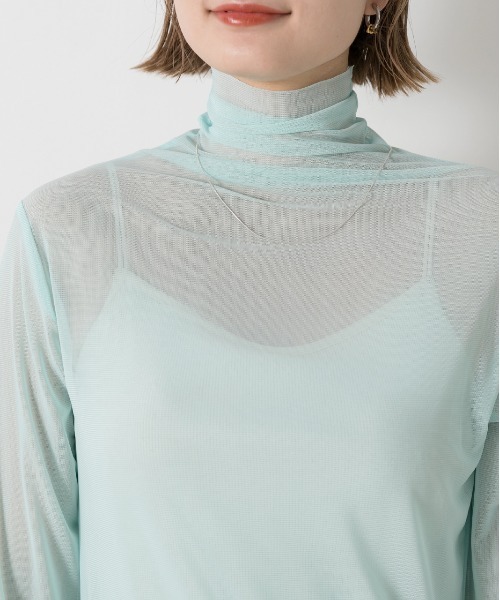 ad thie（アドティエ）の「ギャザーデザイン ハイネックシアートップス（Tシャツ/カットソー・レディース・ライトグリーン/ホワイト/ピンク/イエロー/ブラック/ライトブルー・FREE）」の21枚目の写真