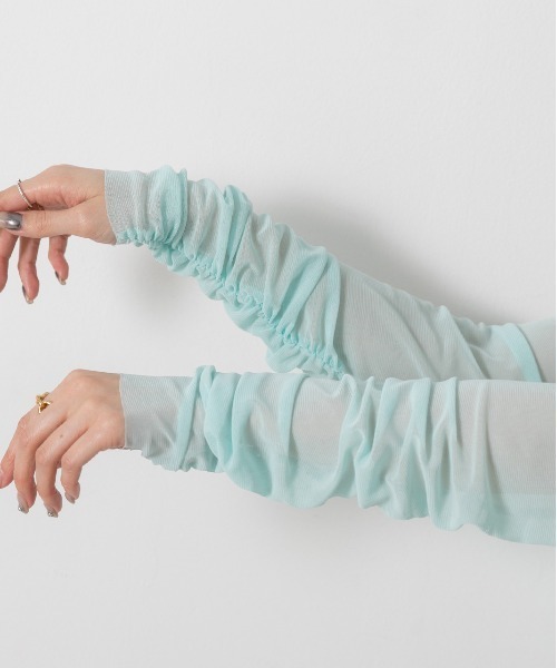 ad thie（アドティエ）の「ギャザーデザイン ハイネックシアートップス（Tシャツ/カットソー・レディース・ライトグリーン/ホワイト/ピンク/イエロー/ブラック/ライトブルー・FREE）」の22枚目の写真