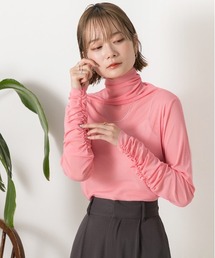 レディースのTシャツ/カットソー（ピンク/桃色系・タートルネック