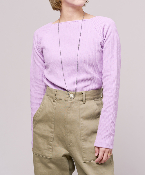 IENA LA BOUCLE(イエナラブークル)の「IENA LA BOUCLE フリルストライプスクエアネックカットソー(Tシャツ/カットソー・レディース・ブラック/グリーン/ピンク・FREE)」の3枚目の写真
