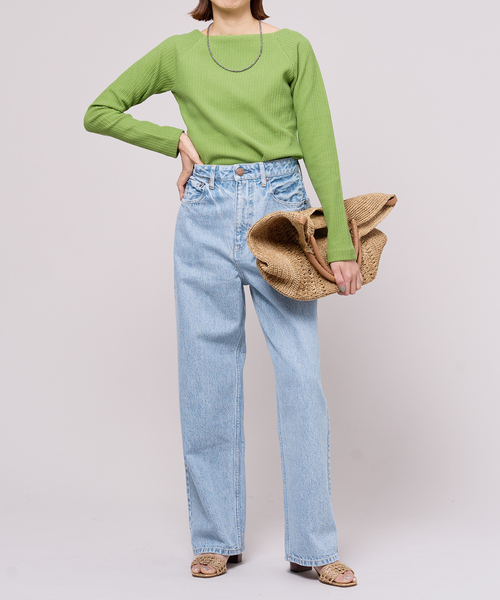 IENA LA BOUCLE(イエナラブークル)の「IENA LA BOUCLE フリルストライプスクエアネックカットソー(Tシャツ/カットソー・レディース・ブラック/グリーン/ピンク・FREE)」の4枚目の写真