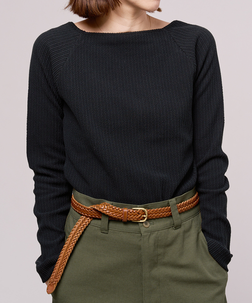 IENA LA BOUCLE(イエナラブークル)の「IENA LA BOUCLE フリルストライプスクエアネックカットソー(Tシャツ/カットソー・レディース・ブラック/グリーン/ピンク・FREE)」の6枚目の写真