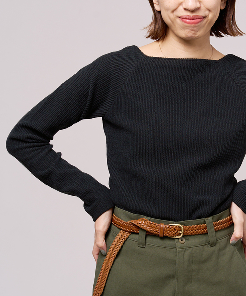IENA LA BOUCLE(イエナラブークル)の「IENA LA BOUCLE フリルストライプスクエアネックカットソー(Tシャツ/カットソー・レディース・ブラック/グリーン/ピンク・FREE)」の10枚目の写真