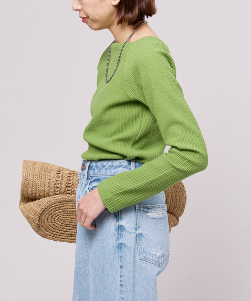 IENA LA BOUCLE(イエナラブークル)の「IENA LA BOUCLE フリルストライプスクエアネックカットソー(Tシャツ/カットソー・レディース・ブラック/グリーン/ピンク・FREE)」の19枚目の写真