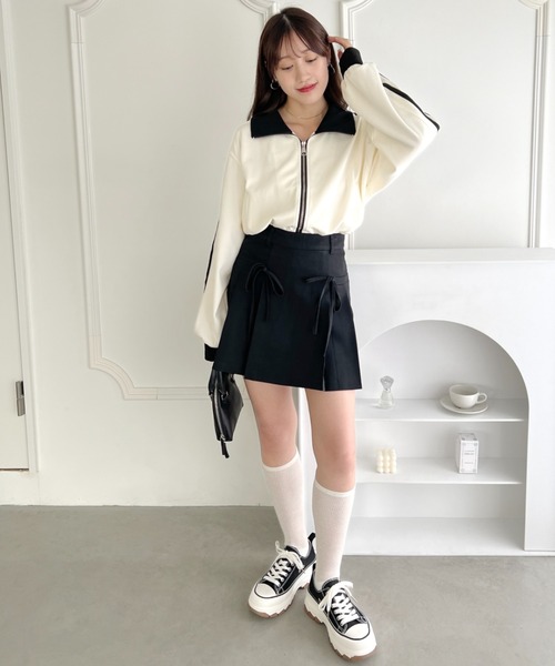 Loueme(ルエム)の「リボンプリーツミニスカパン(スカート・レディース・グレー/ベージュ/ブラック・M/S)」の14枚目の写真