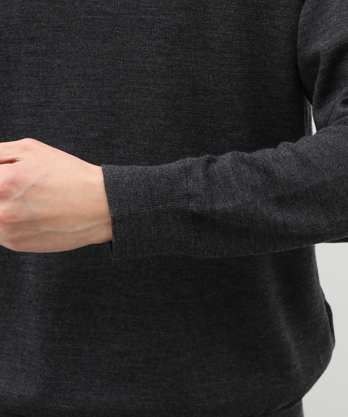 EDIFICE（エディフィス）の「《再入荷》ウール/シルク/カシミア MIX クリスタル モックネックニット（ニット/セーター・メンズ・パープル/チャコールグレー/ブラック/アイボリー・SMALL/MEDIUM/LARGE）」の12枚目の写真