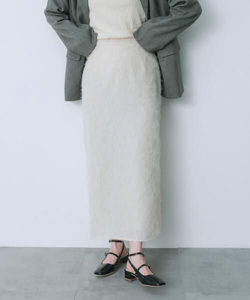 HEYUMM（ヘユム）の「ジャガードフリンジスカート（スカート・レディース・アイボリー/ブラック/ラベンダー・MEDIUM/SMALL）」の2枚目の写真